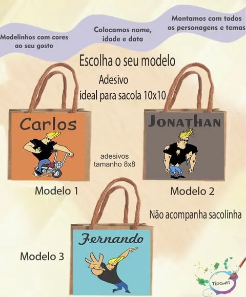 Adesivo 8x8 para Sacolinha-johnny Bravo