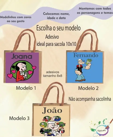 Adesivo 8x8 para Sacolinha-popai