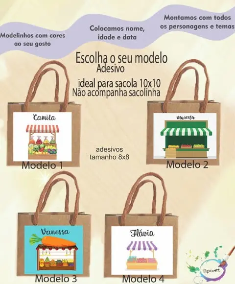 Adesivo 8x8 para Sacolinha-quitandinha