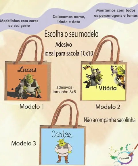 Adesivo 8x8 para Sacolinha-shrek