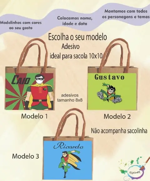 Adesivo 8x8 para Sacolinha-robin