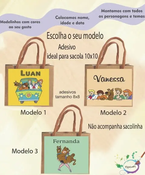 Adesivo 8x8 para Sacolinha-scooby Doo