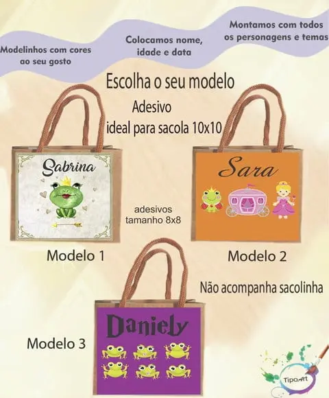 Adesivo 8x8 para Sacolinha-sapos