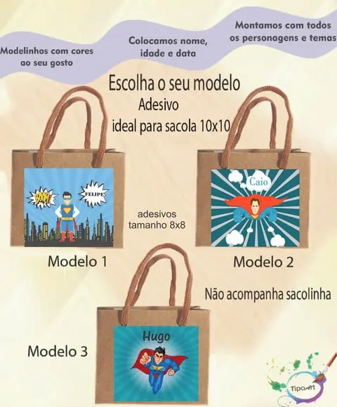 Adesivo 8x8 para Sacolinha-super Heroi