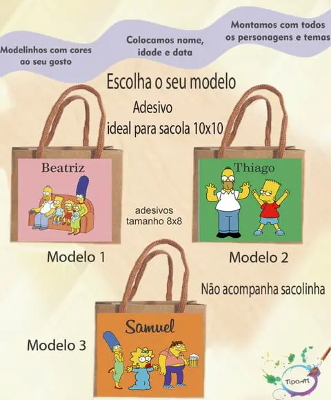 Adesivo 8x8 para Sacolinha-simpson