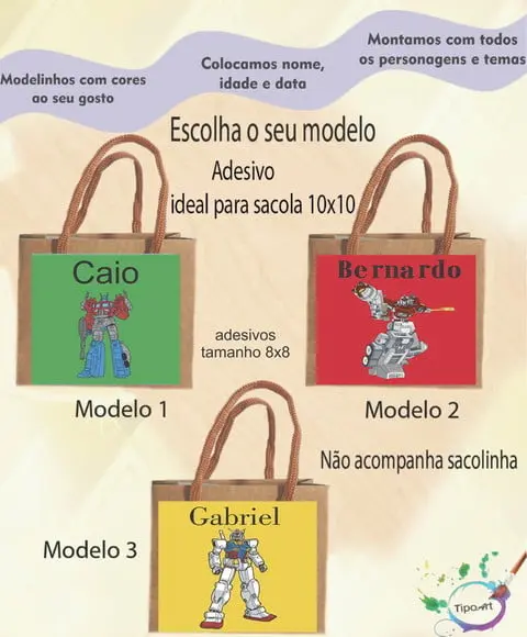 Adesivo 8x8 para Sacolinha-transformers