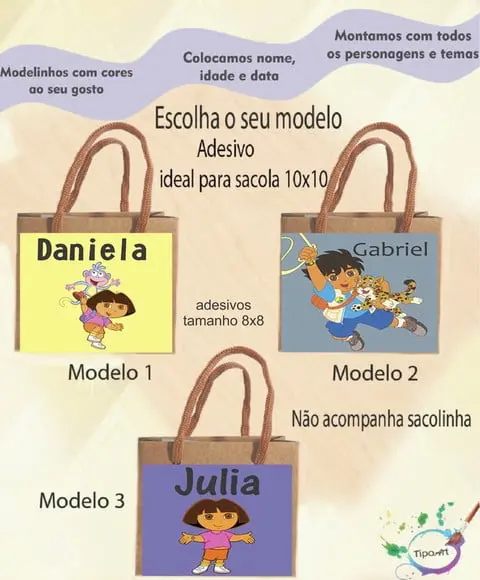 Adesivo 8x8 para Sacolinhaa-dora