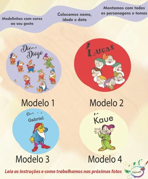 Adesivo 5 cm -sete Anões