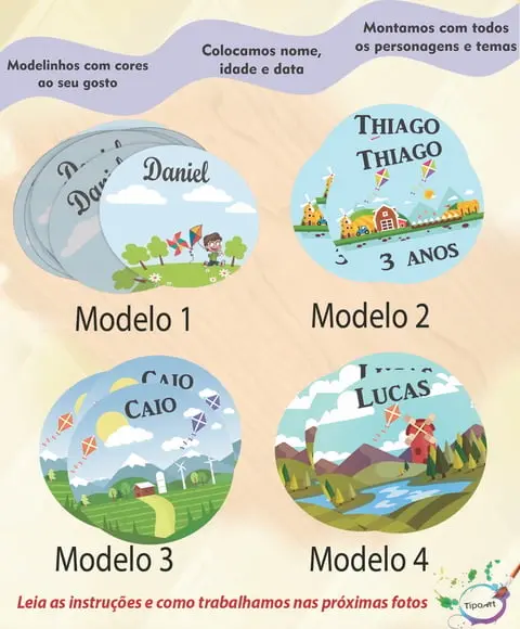 Adesivo 5 Cm- Pipa e Catavento
