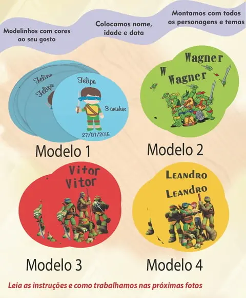 Adesivo 5 Cm- Tartaruga Ninja