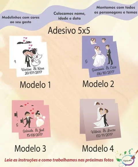 Adesivo 5x5 cm Quadradinho- Casal