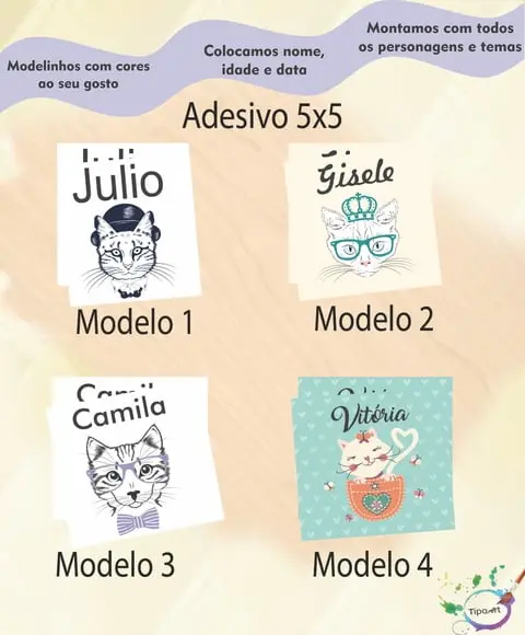 Adesivo 5x5 cm Quadradinho- Gatinho