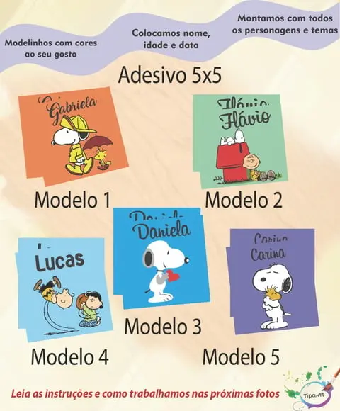 Adesivo 5x5 cm Quadradinho- Snoopy