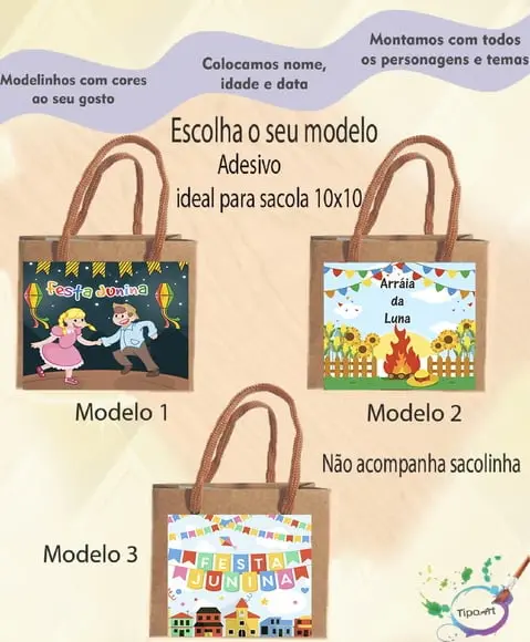Adesivo 8x8 para Sacolinha-festa Junina