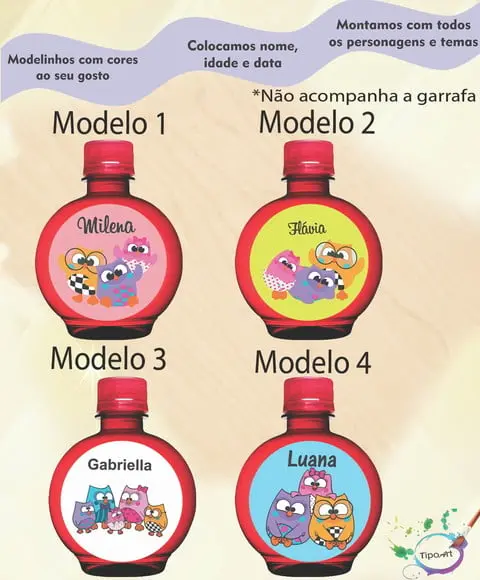 Adesivo Água Ouro Fino -bubu e as Corujinhas