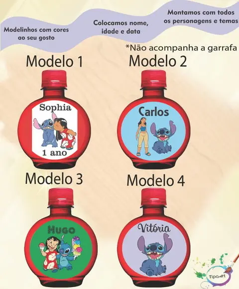 Adesivo Água Ouro Fino -stitch e Lilo