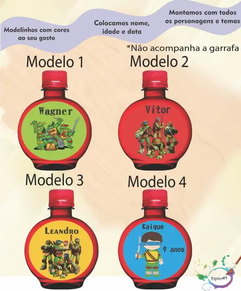Adesivo Água Ouro Fino -tartaruga Ninja