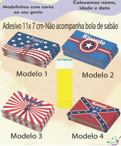 Adesivo Bolha de Sabão-capitão America