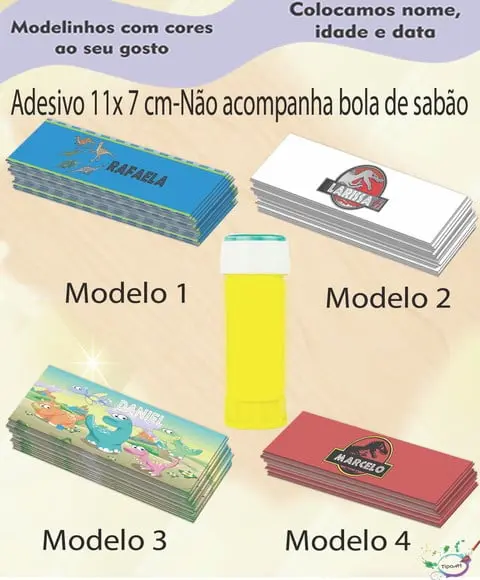 Adesivo Bolha de Sabão-dinossauros