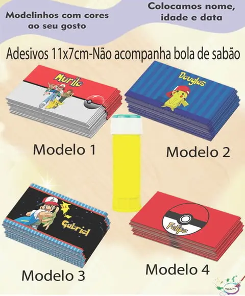 Adesivo Bolha de Sabão-pokemon