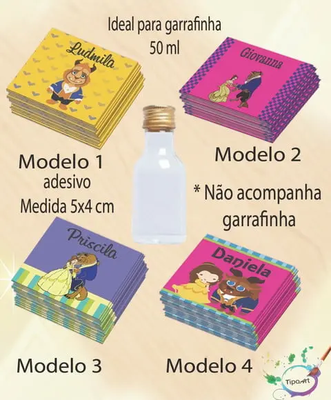 Adesivo Garrafinha-bela e a Fera