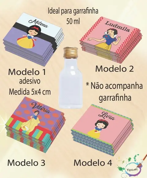 Adesivo Garrafinha-branca de Neve