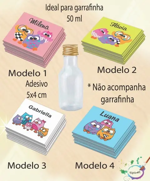 Adesivo Garrafinha-bubu e as Corujinhas