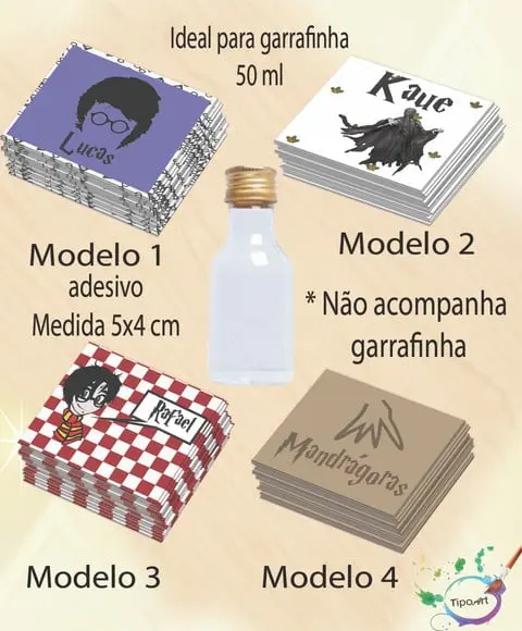 Adesivo Garrafinha-harry Potter-modelo 2