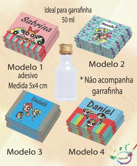 Adesivo Garrafinha-menina Super Poderosas