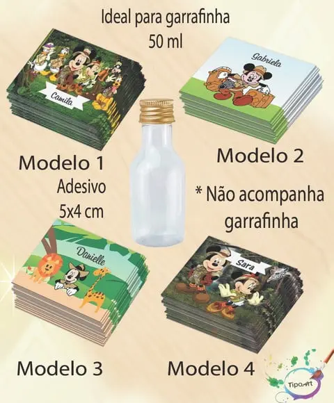 Adesivo Garrafinha-mickey Safari
