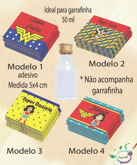 Adesivo Garrafinha-mulher Maravilha