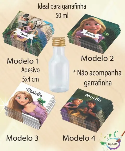 Adesivo Garrafinha-rapunzel