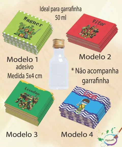 Adesivo Garrafinha-tartaruga Ninja