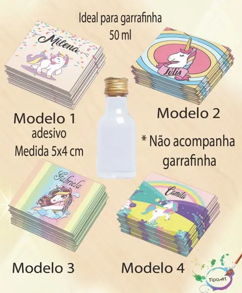 Adesivo Garrafinha-unicórnio