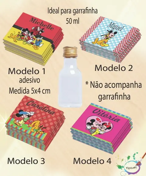 Adesivo Garrafinha-turma do Mickey