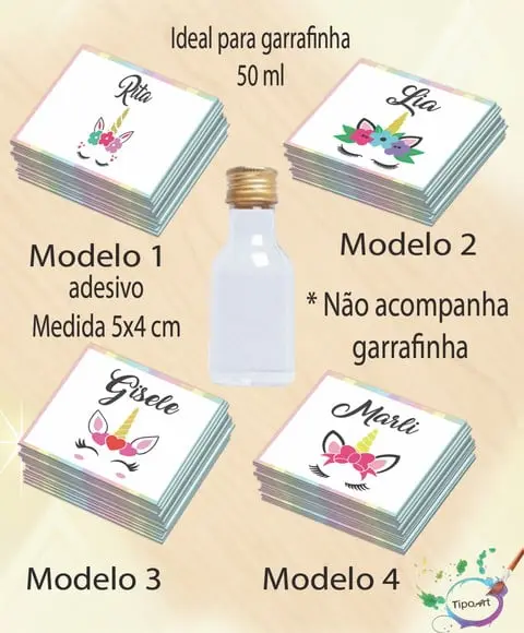 Adesivo Garrafinha-unicórnio