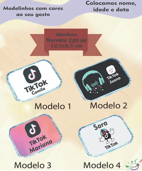 Adesivo Marmitinha 220 Ml- Tik Tok