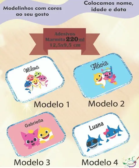 Adesivo Marmitinha 220 Ml-baby Shark