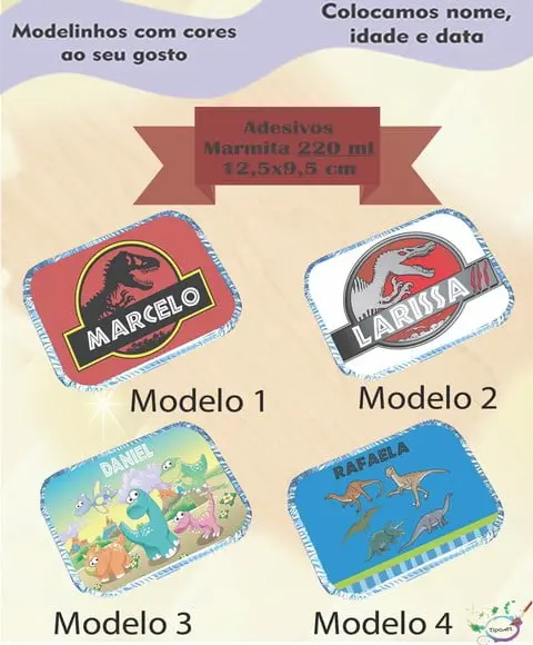 Adesivo Marmitinha 220 Ml-dinossauros