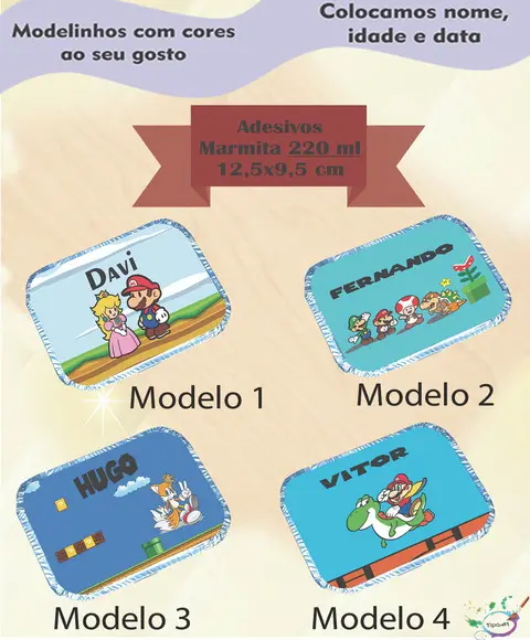 Adesivo Marmitinha 220 Ml-mario Bros