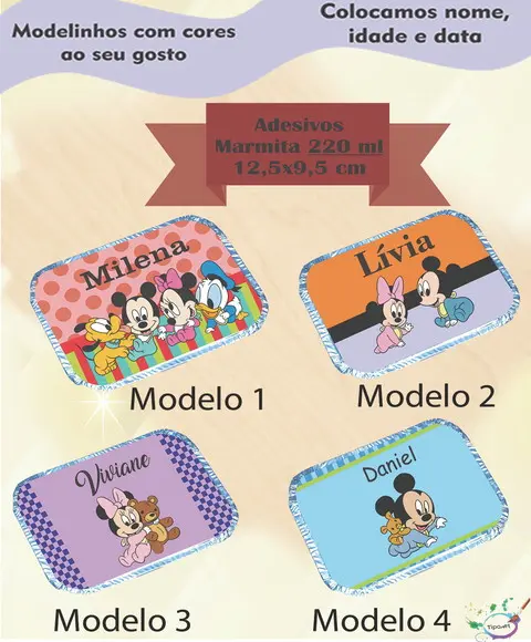 Adesivo Marmitinha 220 Ml-mickey Baby