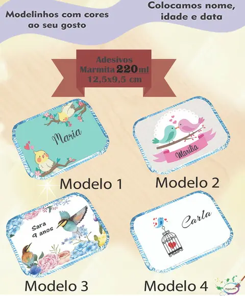 Adesivo Marmitinha 220 Ml-pássaros