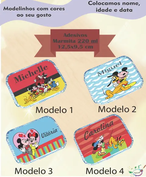 Adesivo Marmitinha 220 Ml-turma do Mickey