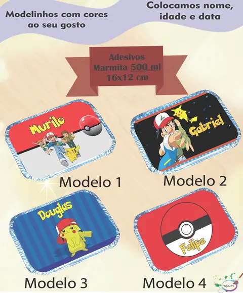 Adesivo Marmitinha 500 Ml- Pokemon