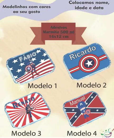 Adesivo Marmitinha 500 Ml-capitão America