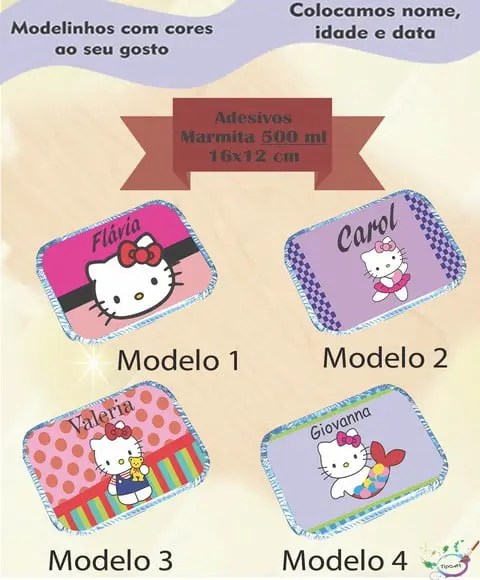 Adesivo Marmitinha 500 Ml-hello Kitty