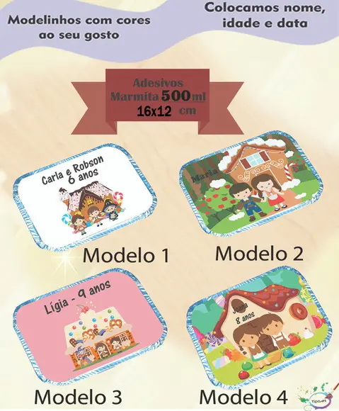 Adesivo Marmitinha 500 Ml-joão e Maria