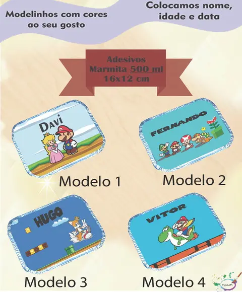 Adesivo Marmitinha 500 Ml-mario Bros