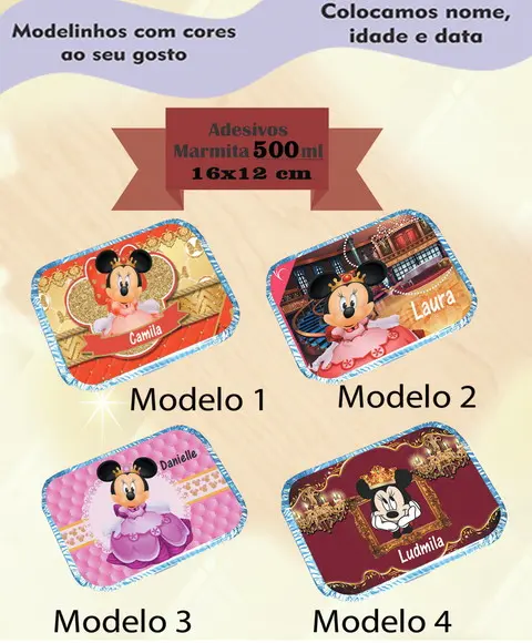 Adesivo Marmitinha 500 Ml-minnie Realeza