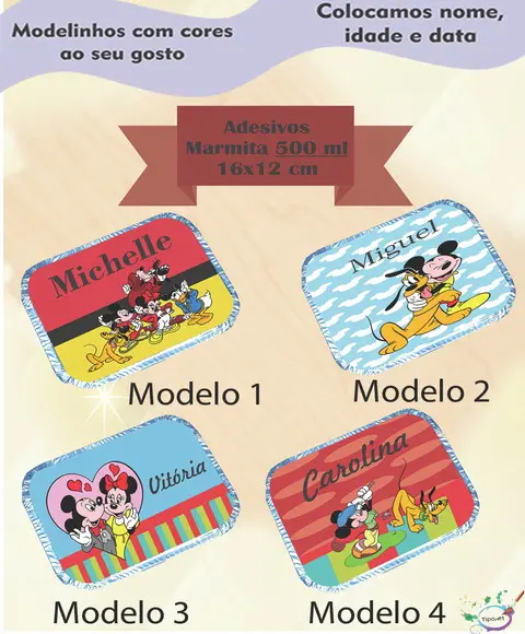 Adesivo Marmitinha 500 Ml-turma do Mickey
